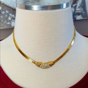 Avon Elegant Gold Tone Necklace with Crystal Accents